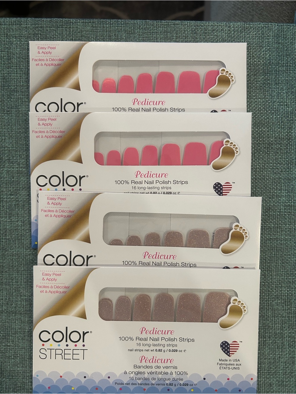 Color Street Pedicure Nail Polish Strips Lot of 4